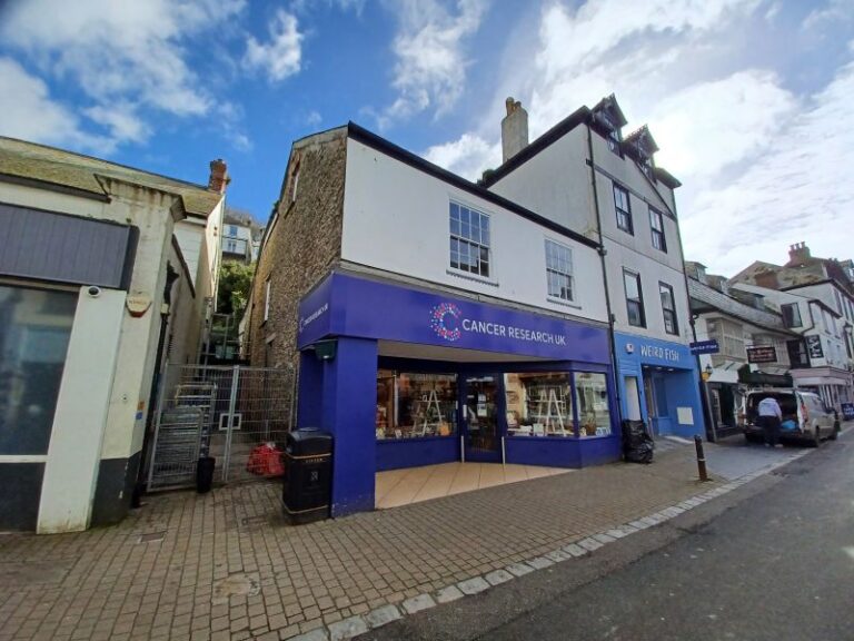 Cancer Research UK shop at 37 Fore Street, Looe—a commercial retail investment property sold in Cornwall.