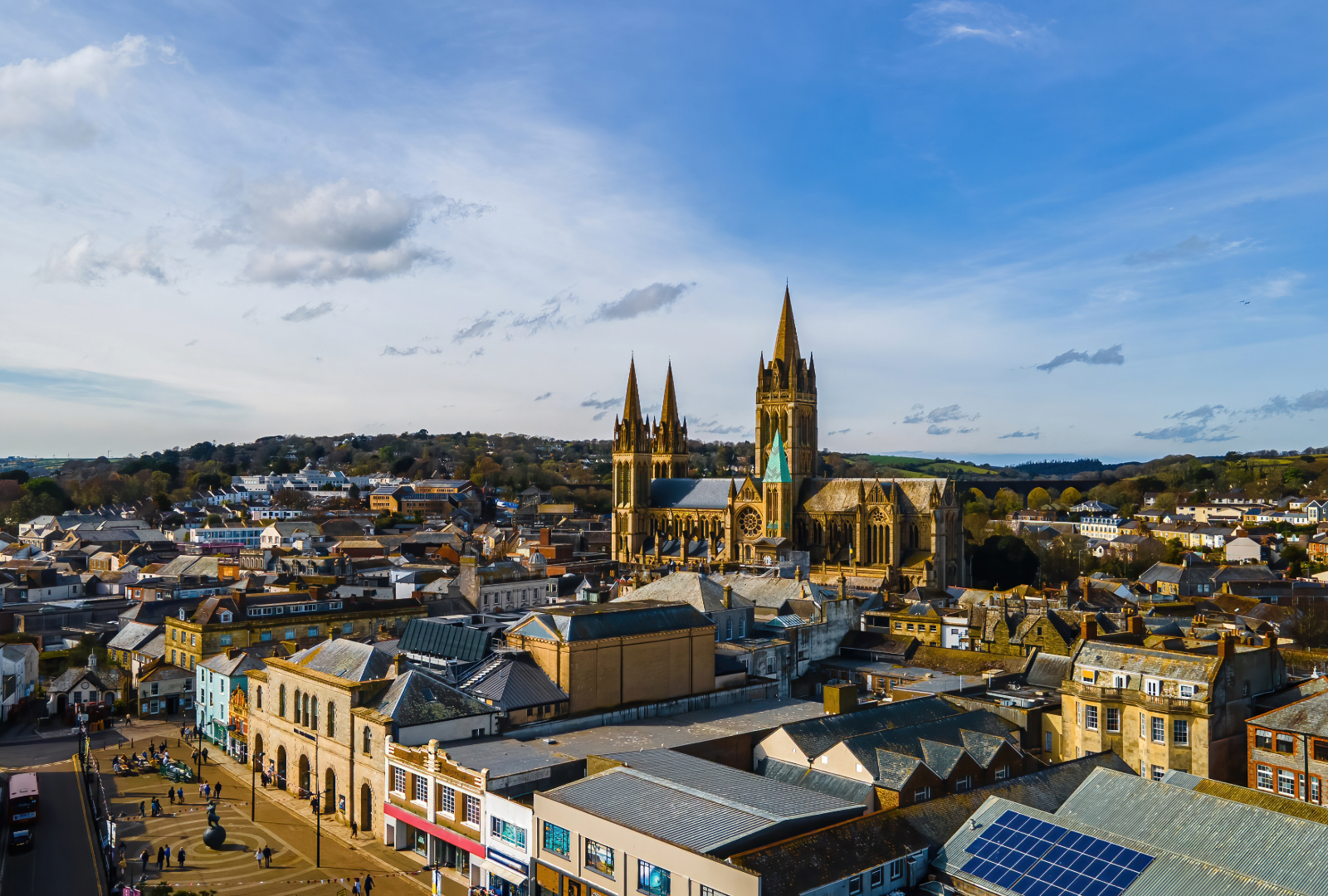 high street with shops and commercial properties supported by trusted property management in Truro.